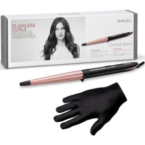 Babyliss C454E Rose Quartz 25-13mm Curling Wand Black