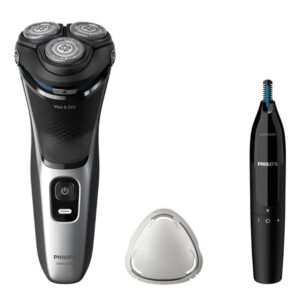 Philips S3143/02 Series 3000 Wet & Dry Rechargeable Rotary Shaver + Trimmer Silver