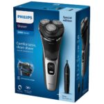 Philips S3143/02 Series 3000 Wet & Dry Rechargeable Rotary Shaver + Trimmer Silver
