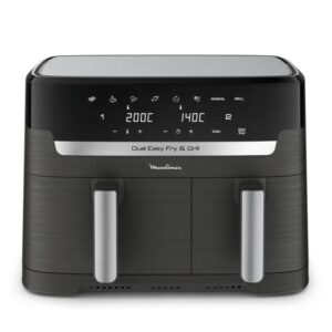 Moulinex EZ905B20 Dual Easy Fry & Grill Air Fryer 8.3L Double Bucket with 8 preset programs 2450W Black