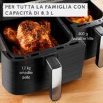 Moulinex EZ905B20 Dual Easy Fry & Grill Air Fryer 8.3L Double Bucket with 8 preset programs 2450W Black