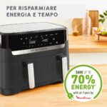 Moulinex EZ905B20 Dual Easy Fry & Grill Air Fryer 8.3L Double Bucket with 8 preset programs 2450W Black