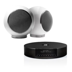 Elipson ELIMSCONWT Set of 1 x Music System Music center Connect HD & a Pair of Planet L Wired Speakers Glossy White