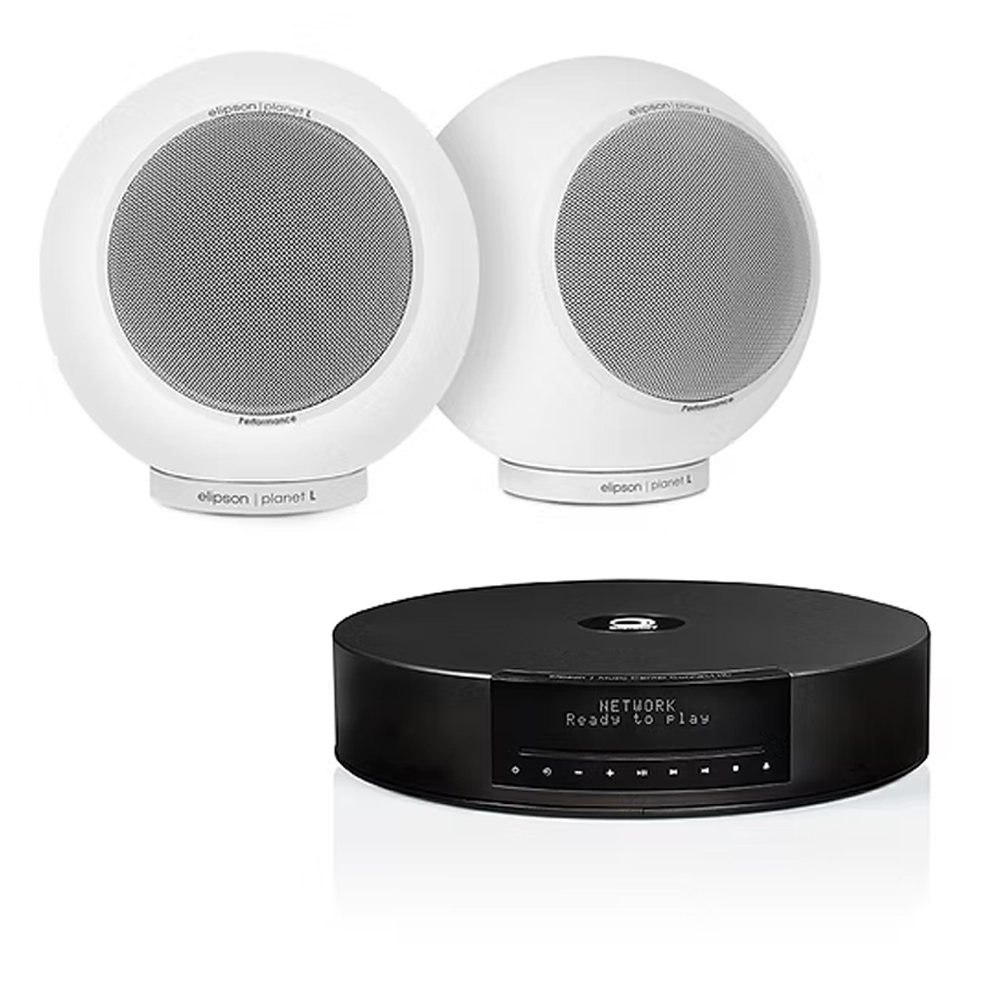 SKU1003441 Elipson ELIMSCONMWT Set of 1 x Music System Music center Connect HD & a Pair of Planet L Wired Speakers Mercury Ice