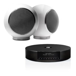 Elipson ELIMSCONPERWT Set of 1 x Music System Music center Connect HD & a Pair of Planet L Performance Wired Speakers Glossy White