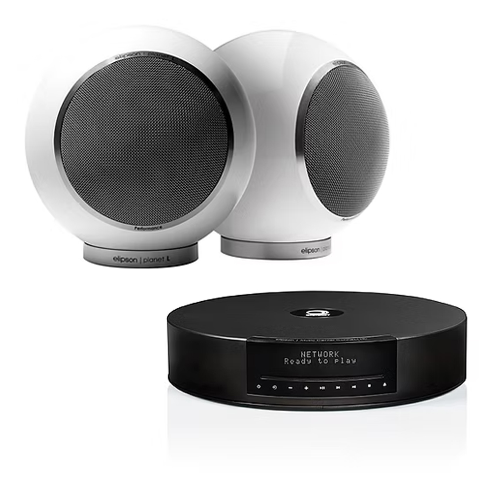 SKU1003454 Elipson ELIMSCONPERWT Set of 1 x Music System Music center Connect HD & a Pair of Planet L Performance Wired Speakers Glossy White