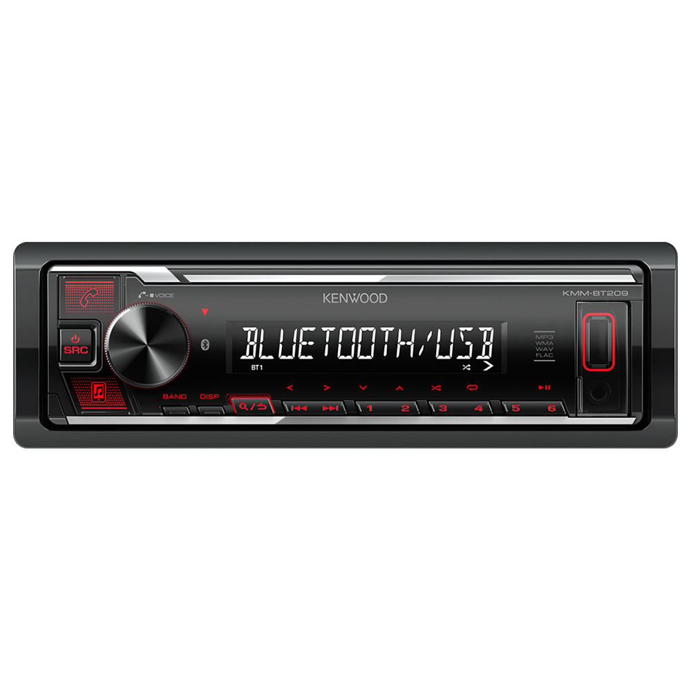 SKU1003785 Kenwood KMM-BT209 Single Din Car Receiver with Bluetooth Black