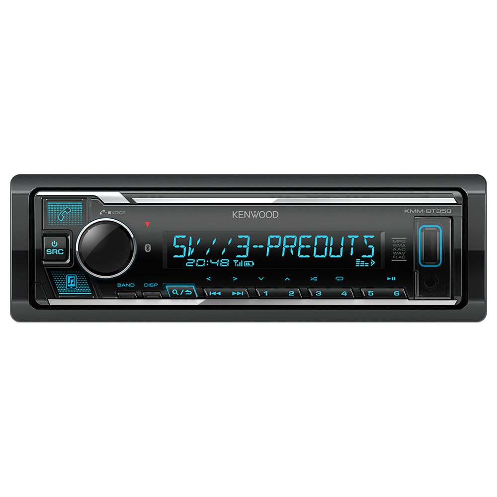 SKU1003787 Kenwood KMM-BT358 Single Din Car Receiver with Bluetooth Black