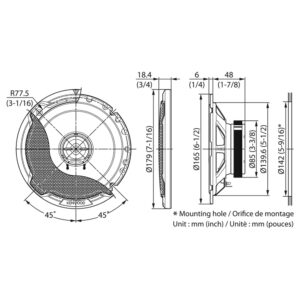 Kenwood KFC-PS1796 PS-series 17cm/6.75" 2-Way 100W(RMS) Speaker Set
