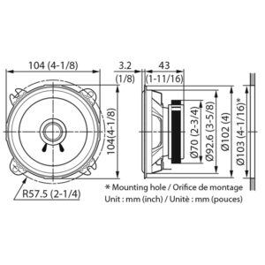 Kenwood KFC-S1056 S-series 10cm/4" Dual-Cone 21W(RMS) Speaker Set