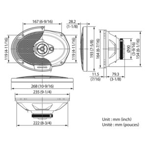 Kenwood KFC-S6976EX S-series 6"x9" Oval 3-Way 80W(RMS) Speaker Set