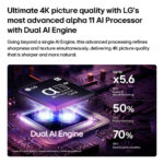 LG OLED55G66LS OLED evo AI 2026 55″ G6 4K UHD OLED Smart TV E Black