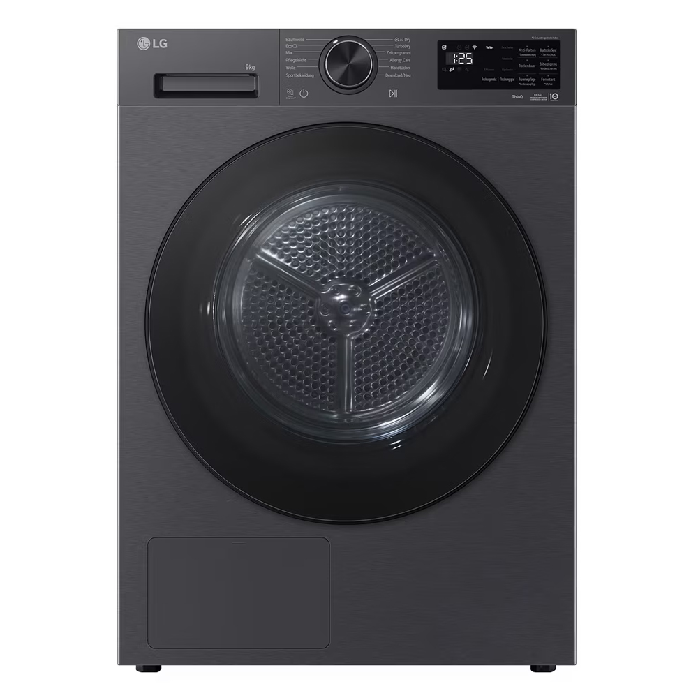 SKU1004239 LG RHX5009NBB AI DUAL Inverter Freestanding Heat Pump Tumble Dryer with AI Dry™, ThinQ (Wi-Fi) 9kg B Dark Grey