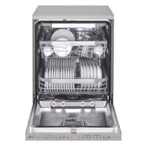 LG DF455HPS QuadWash™ Freestanding Dishwasher with TrueSteam™, ThinQ (Wi-Fi) 60cm 14 Place Settings 3 Drawers C Silver