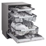 LG DB475TXS QuadWash™ Fully Integrated Dishwasher with TrueSteam™, ThinQ (Wi-Fi) 60cm 14 Place Settings 3 Drawers A Silver