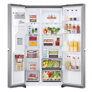 LG GSLV51PZXE Side by Side Freestanding Refrigerator 635 Litres Total No Frost with Water and Ice Dispenser 179x91cm E Silver
