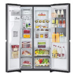 LG GSXV90MCDE Four-Door Wardrobe InstaView Door in Door Freestanding Refrigerator 635 Litres Total No Frost with Water and Ice Dispenser 179x91cm E Dark Grey