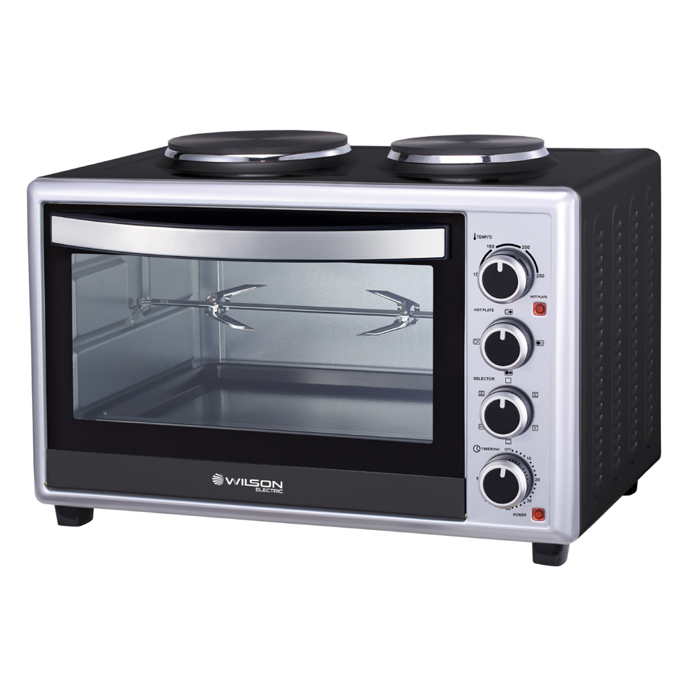 SKU1004328 Wilson WFE466KSUK Electric Countertop Oven with 2 x Hotplates 46 Litres 2850W Black
