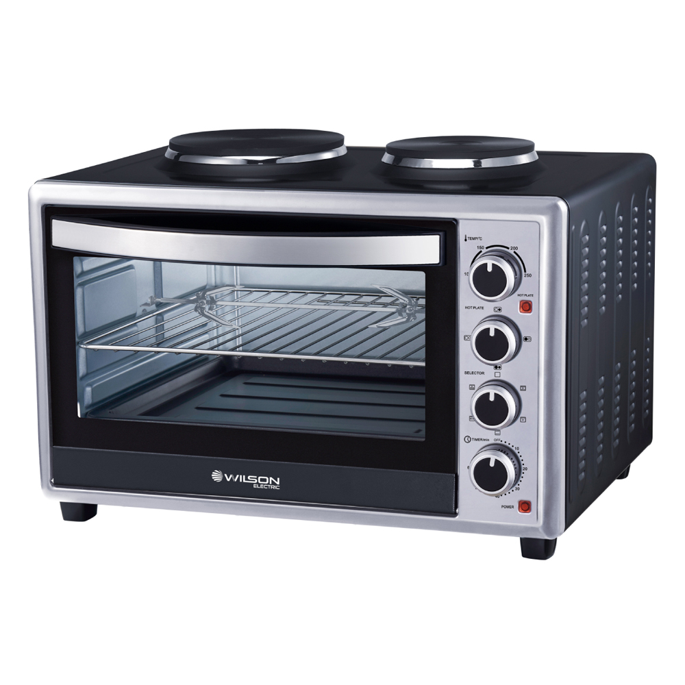 SKU1004329 Wilson WFE606KSUK Electric Countertop Oven with 2 x Hotplates 60 Litres 2700W Black